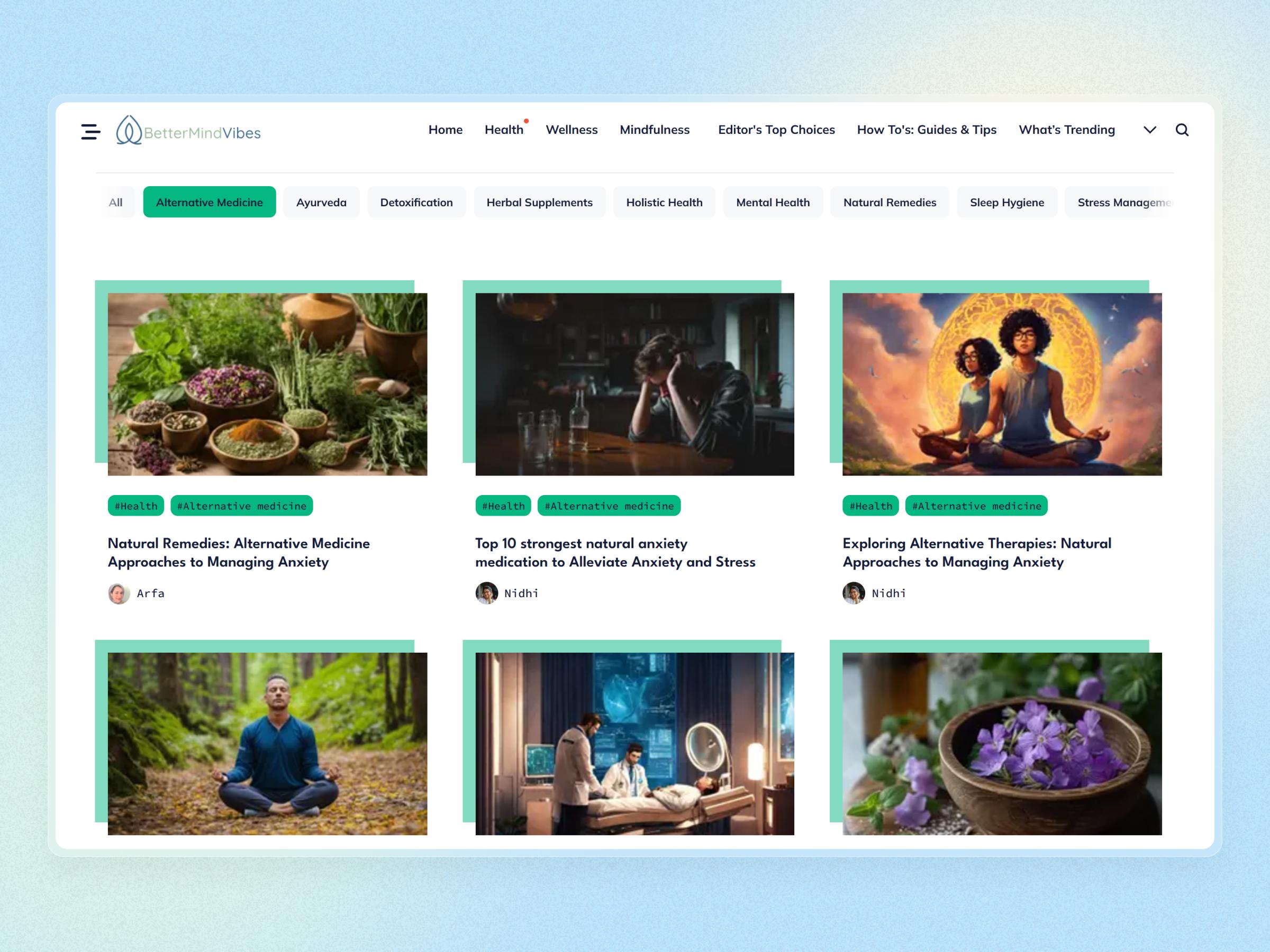 Better Mind Vibes Blog Website | Craftnotion