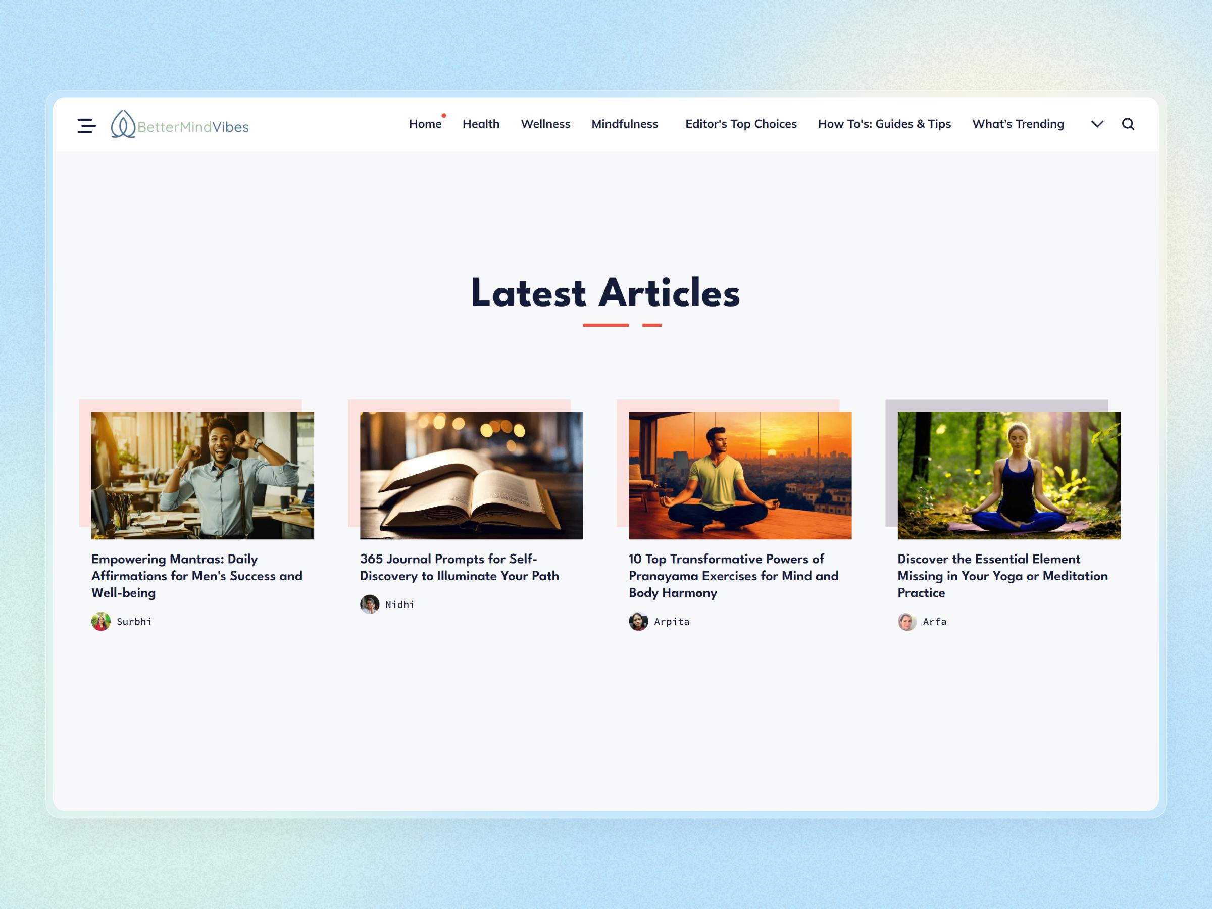 Better Mind Vibes Blog Website | Craftnotion