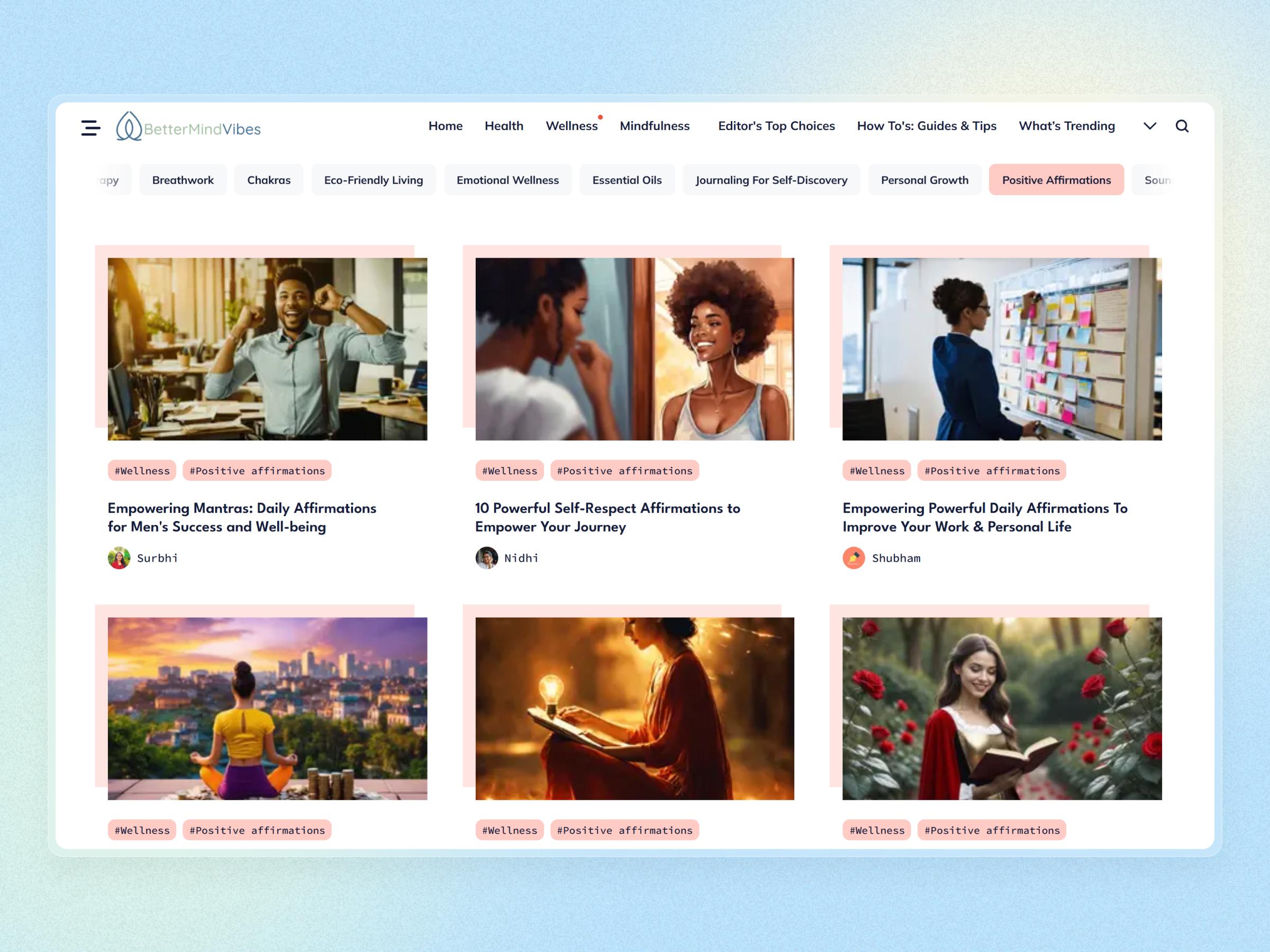 Better Mind Vibes Blog Website | Craftnotion