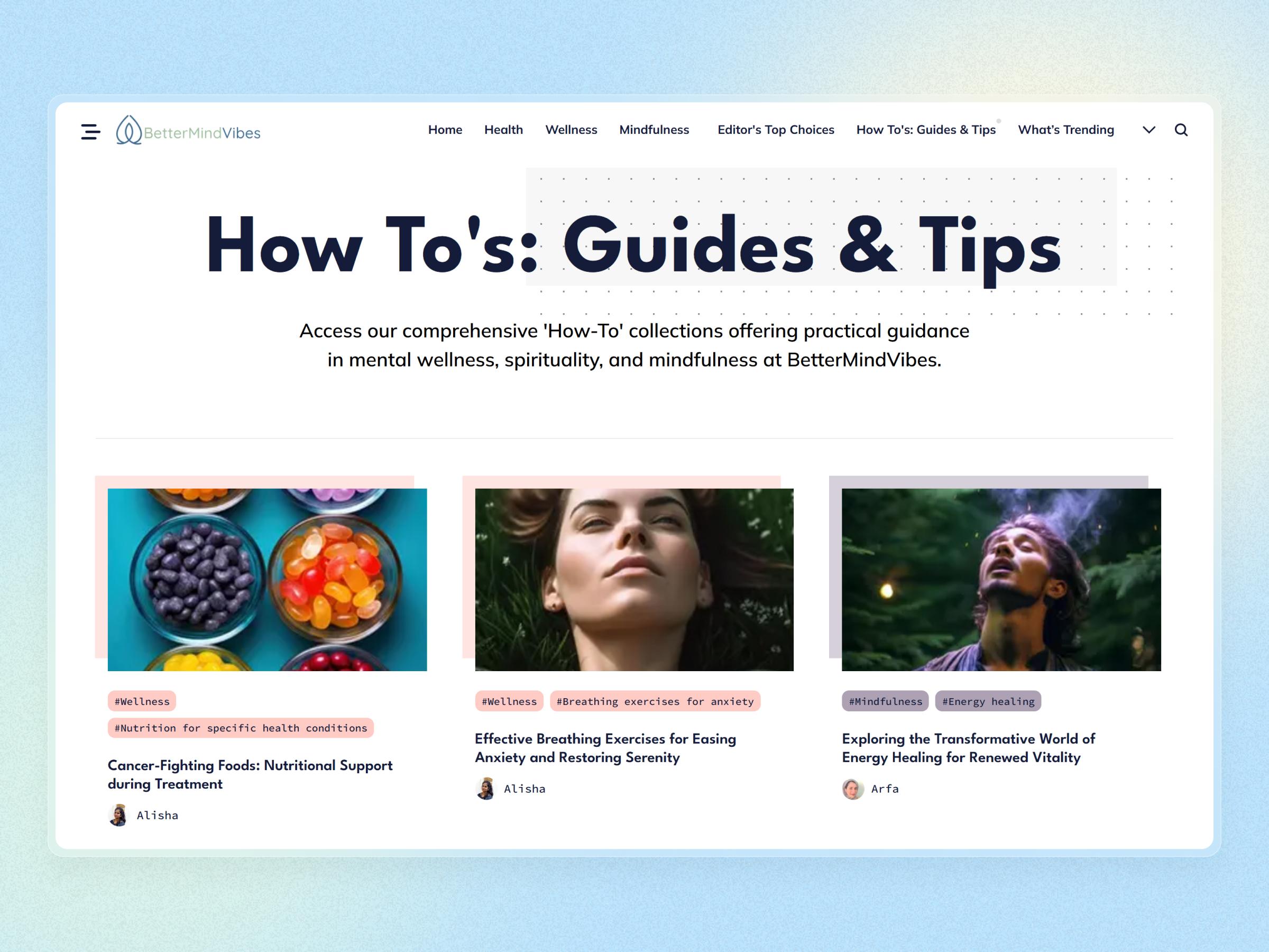 Better Mind Vibes Blog Website | Craftnotion