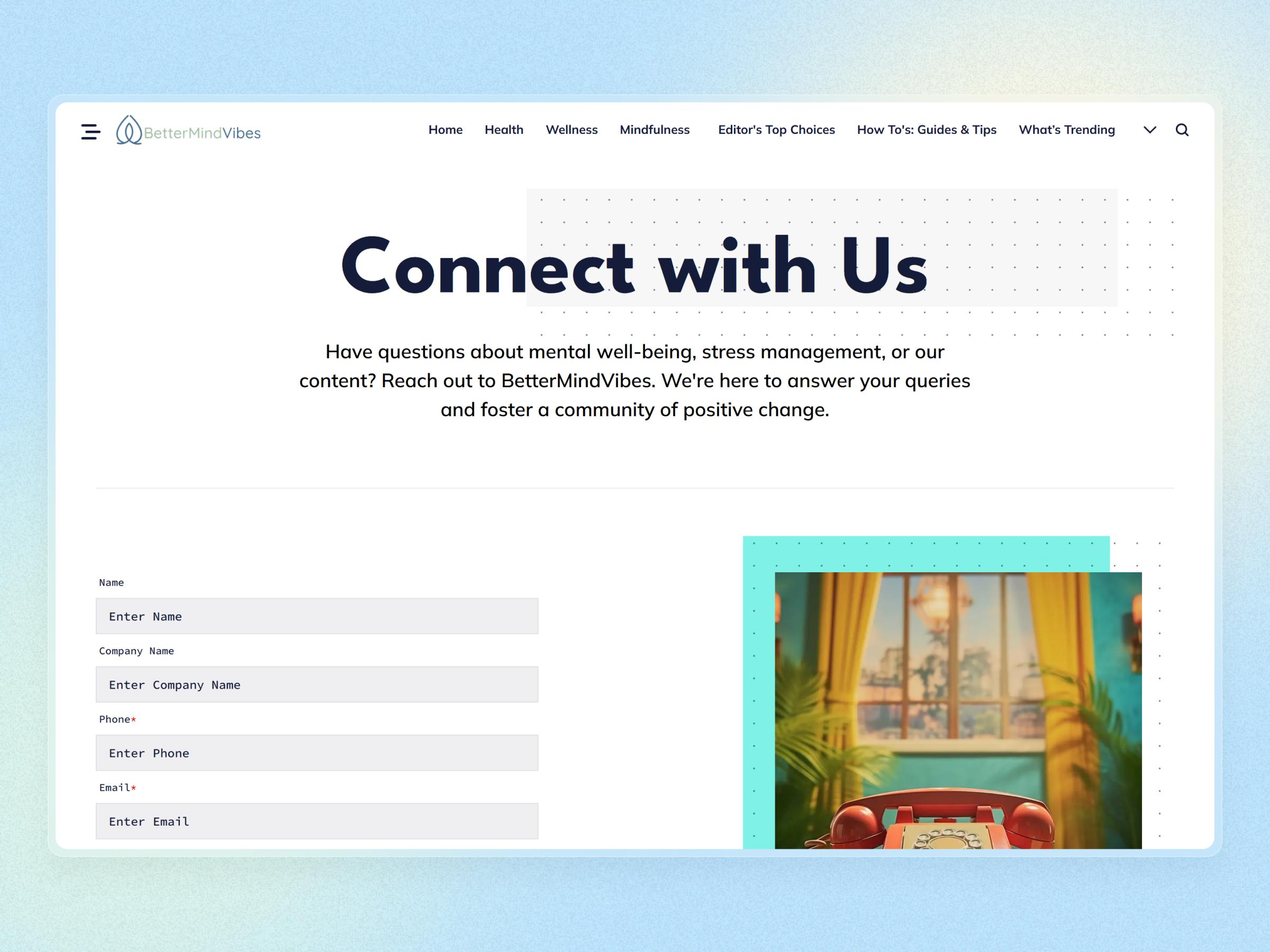Better Mind Vibes Blog Website | Craftnotion