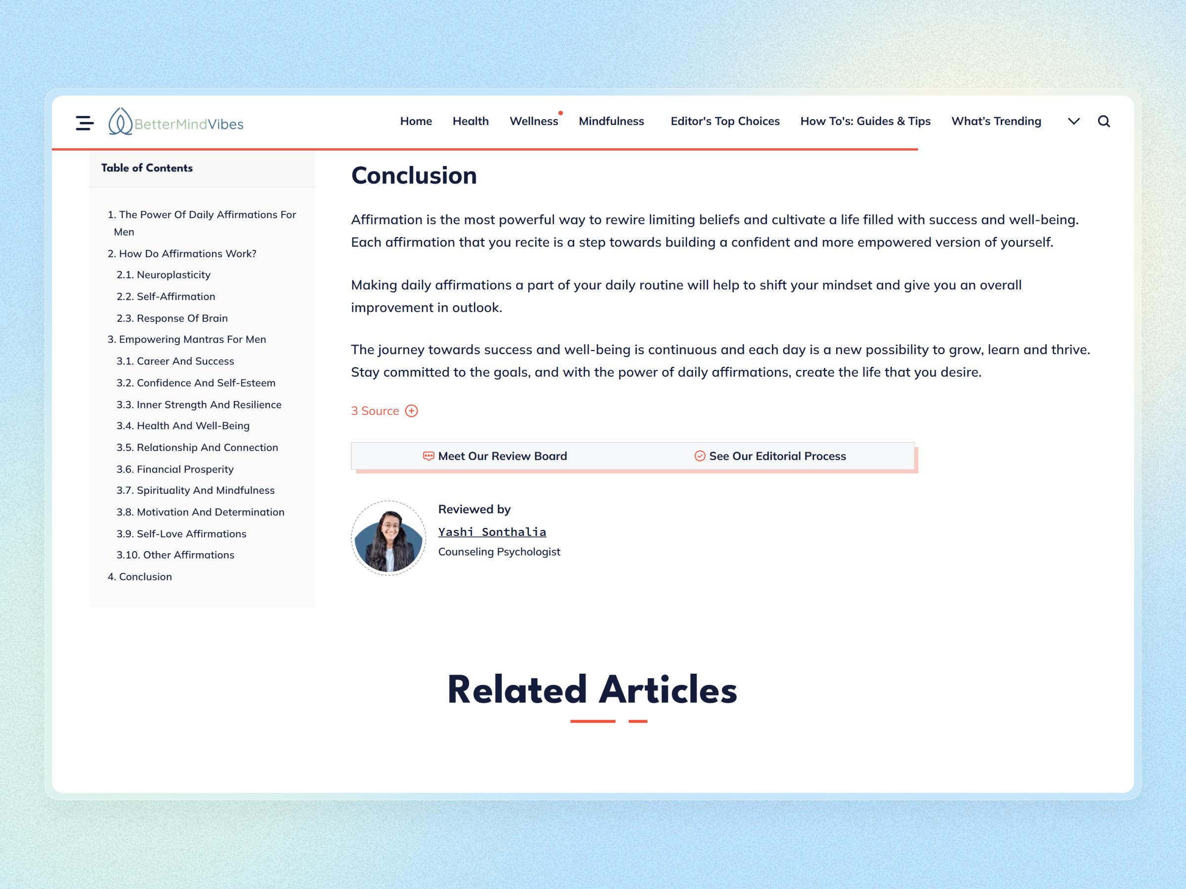 Better Mind Vibes Blog Website | Craftnotion