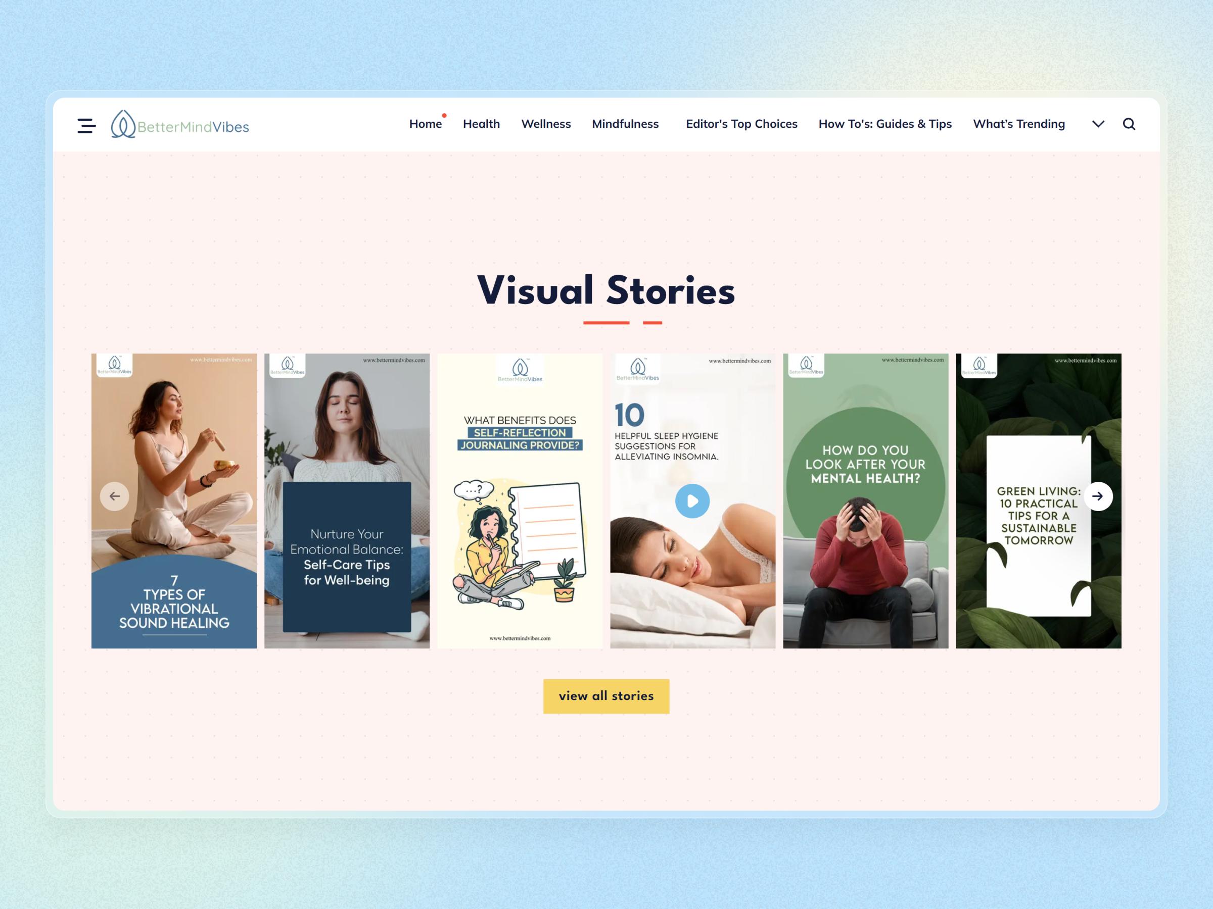Better Mind Vibes Blog Website | Craftnotion