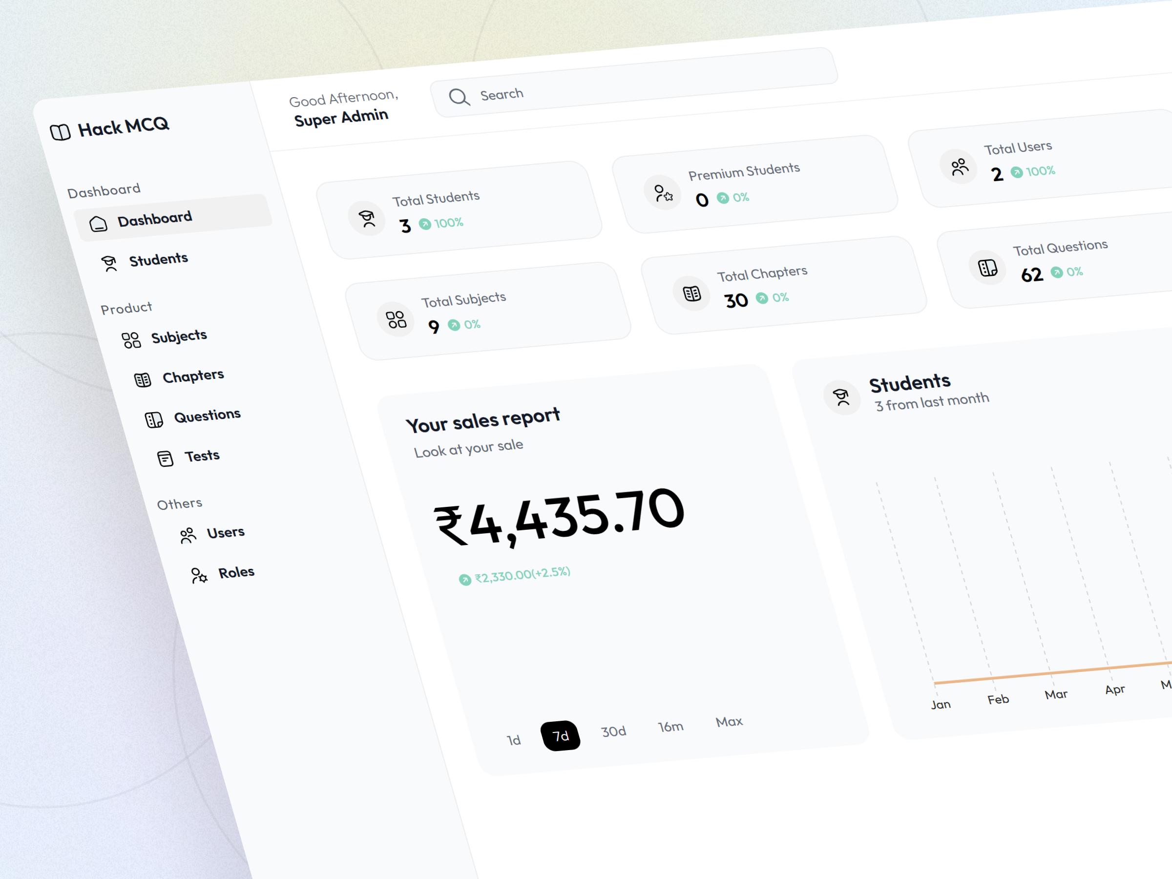 HackMCQ admin dashboard for managing exam question banks