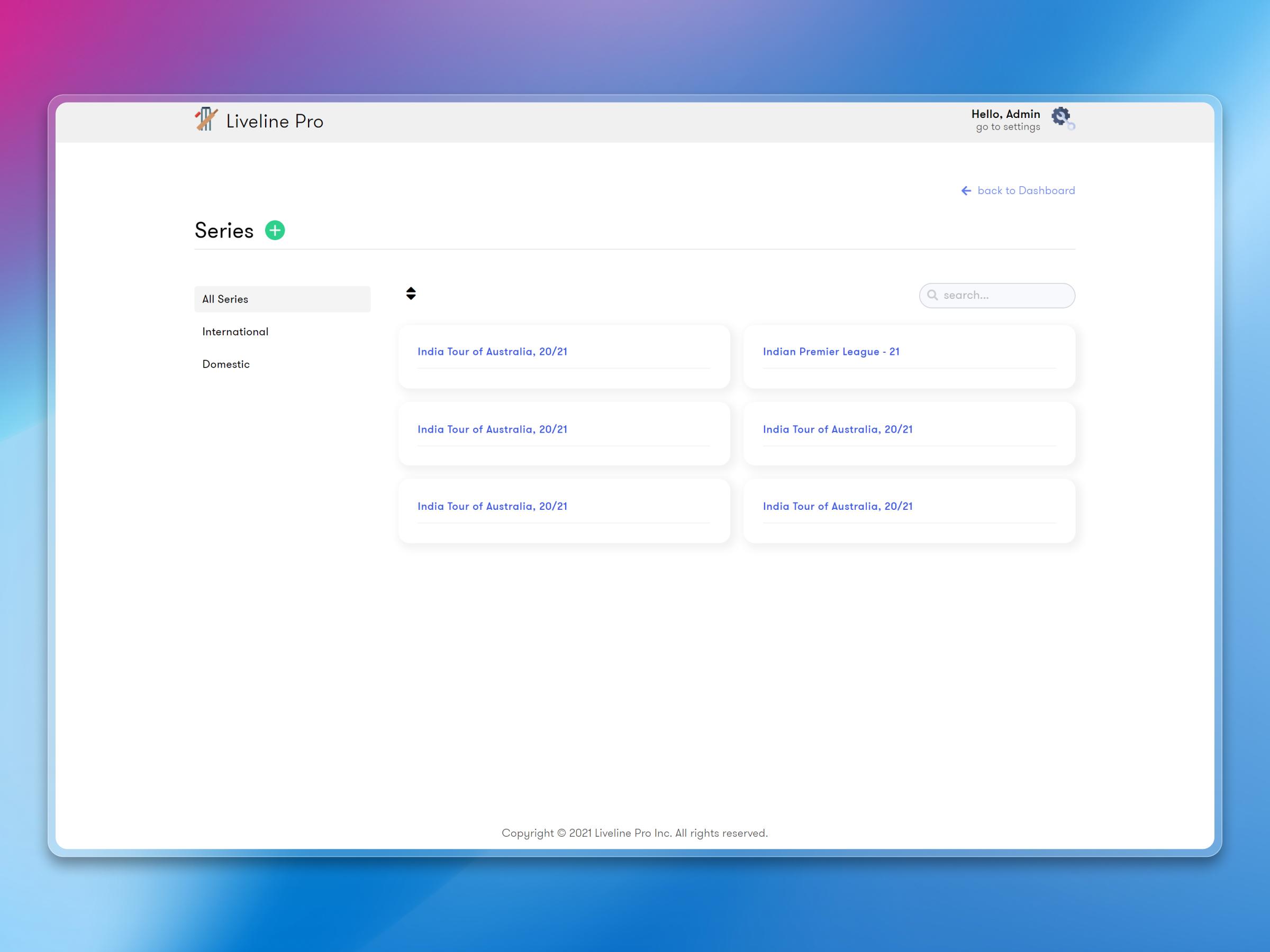Live Line Dashboard – Cricket Admin Panel for Real-Time Score Management