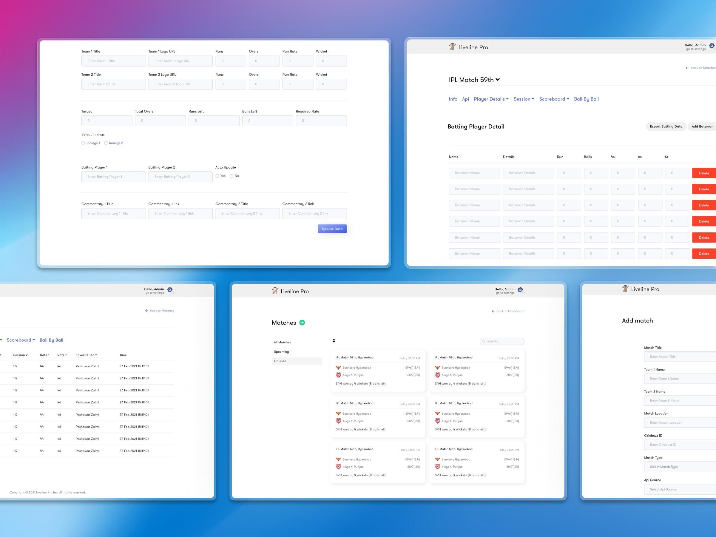 Live Line Dashboard powering multiple cricket apps simultaneously