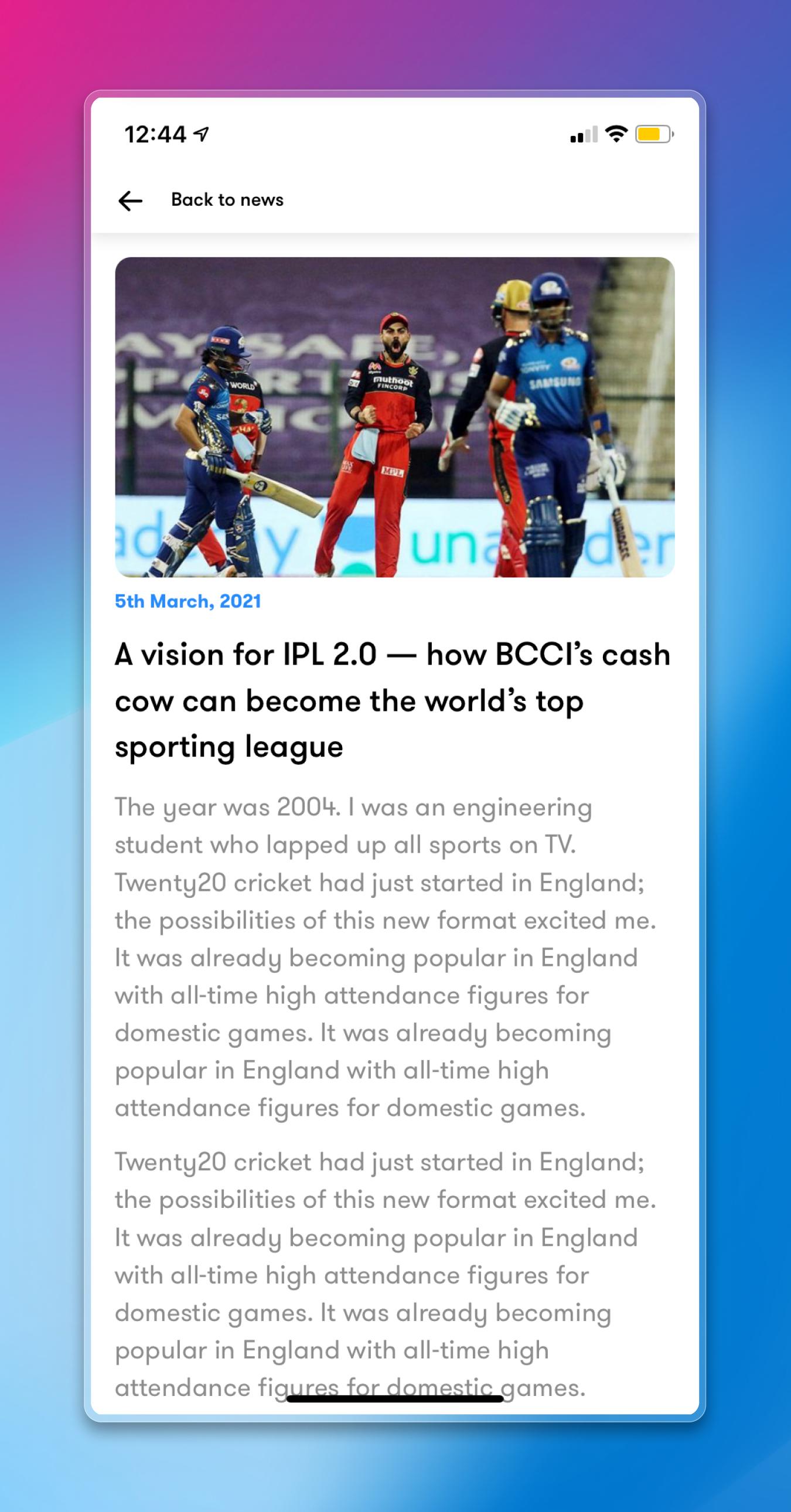 Live Line Cricket App | Craftnotion