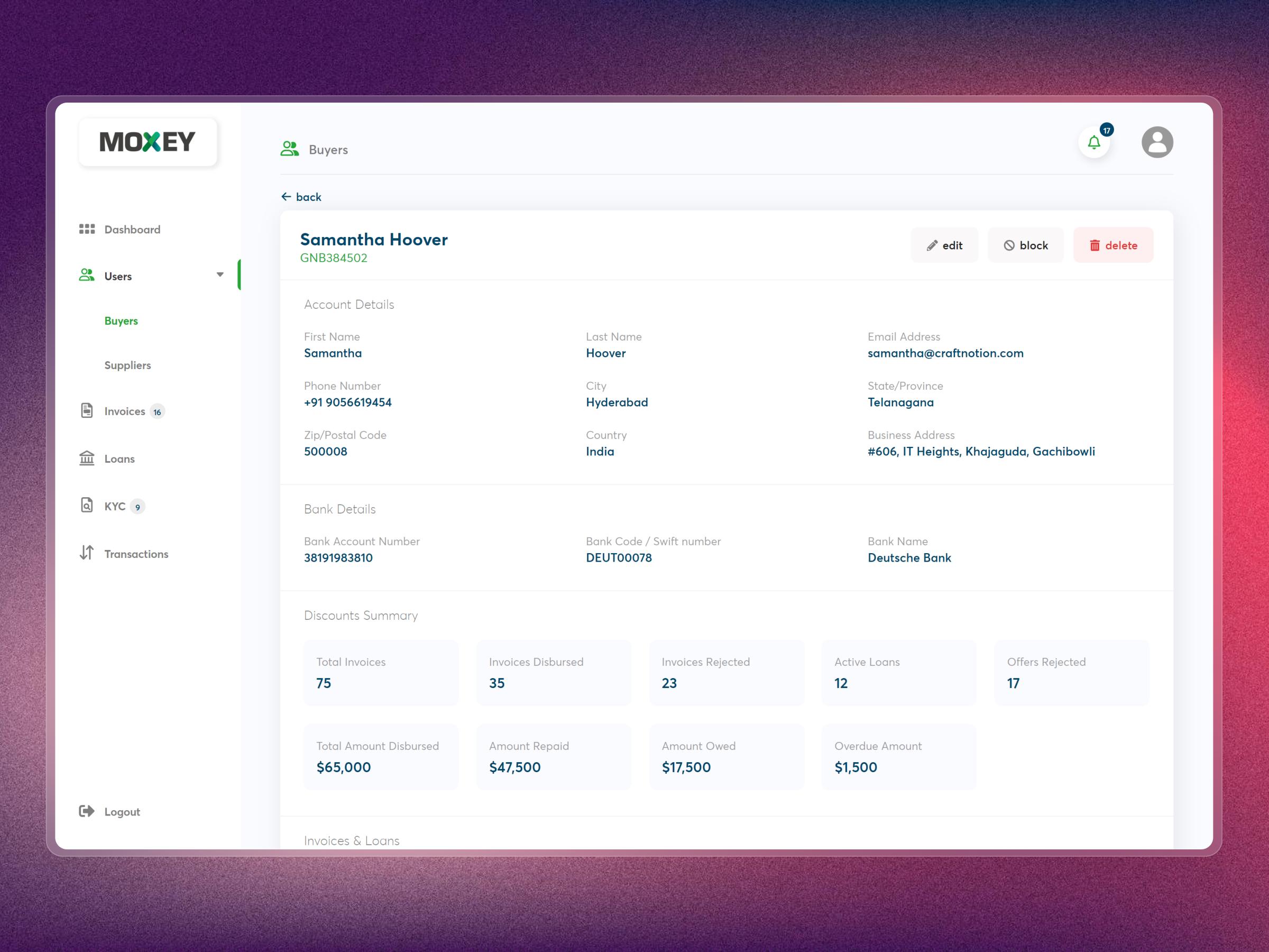 Moxey – Invoice Discounting Platform for Fintech SaaS