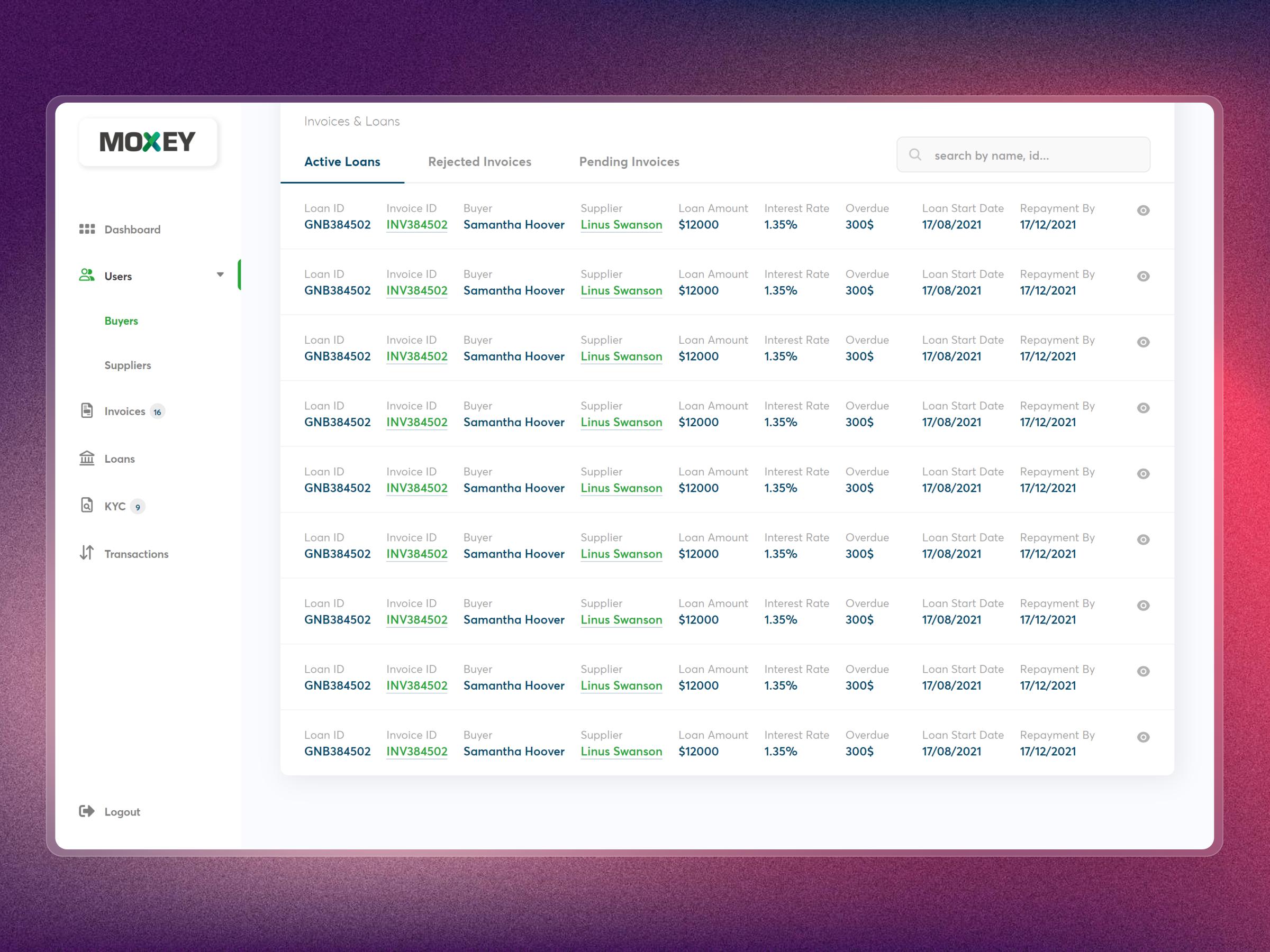 Moxey – Invoice Discounting Platform for Fintech SaaS