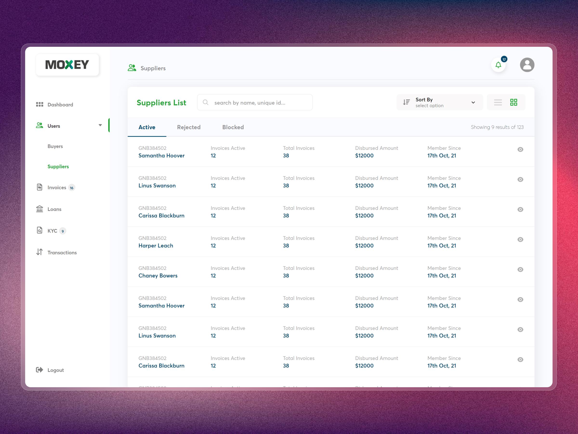 Moxey – Invoice Discounting Platform for Fintech SaaS