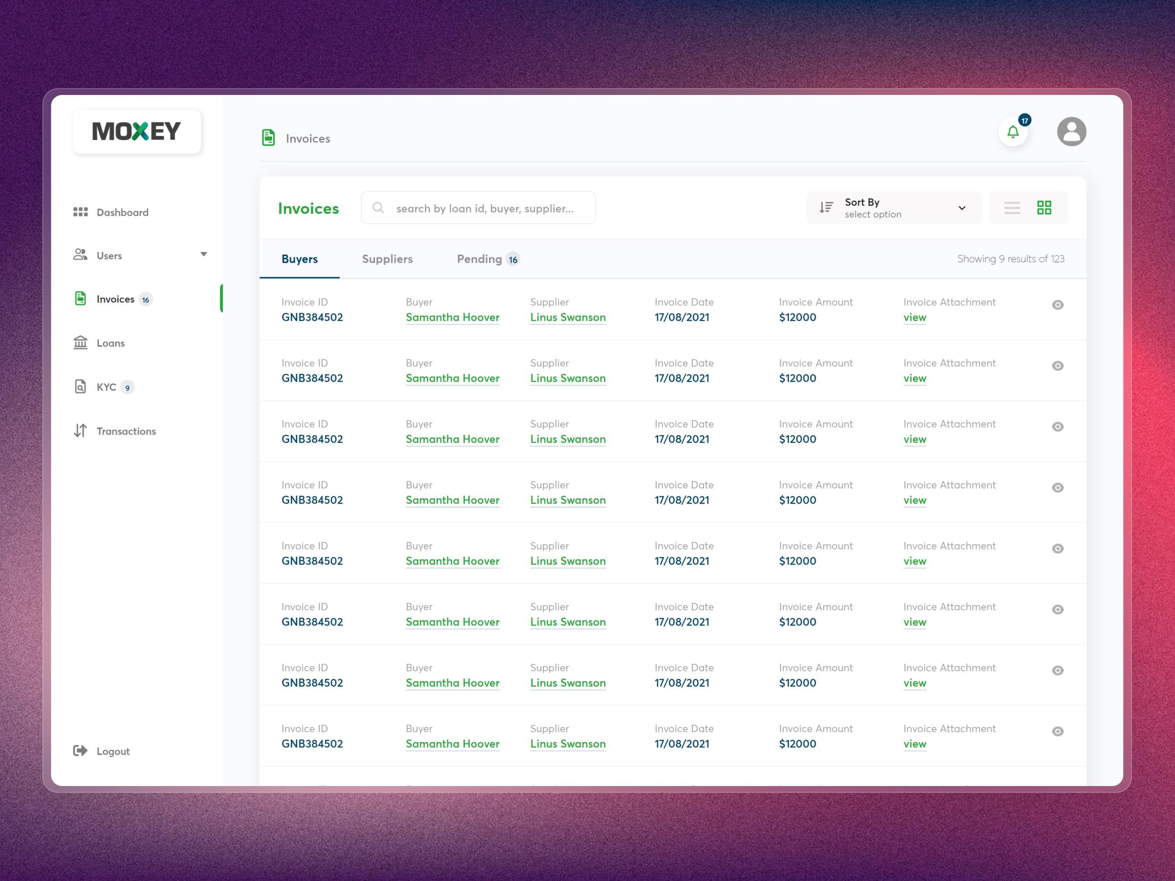 Moxey – Invoice Discounting Platform for Fintech SaaS