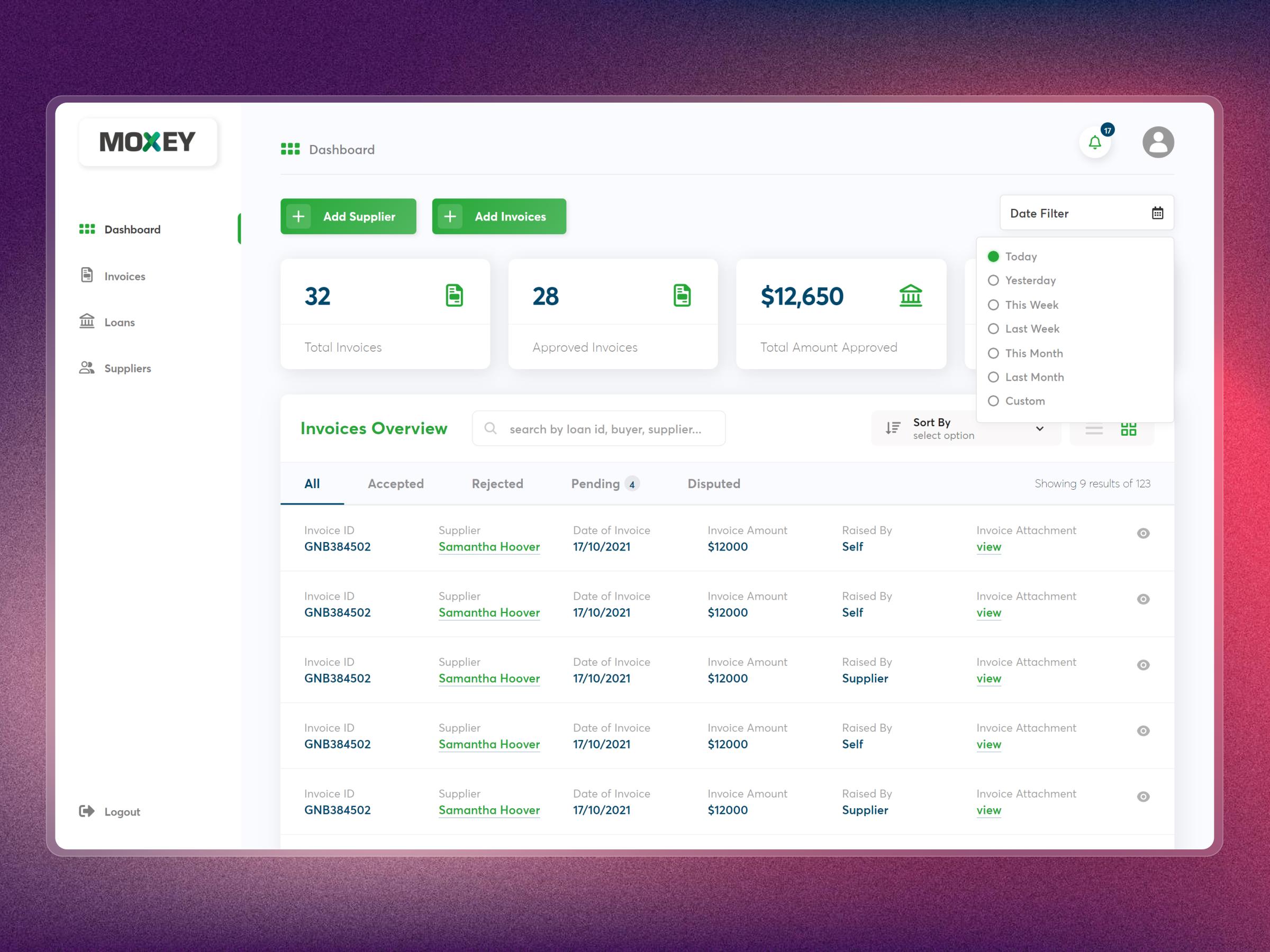 Moxey – Invoice Discounting Platform for Fintech SaaS