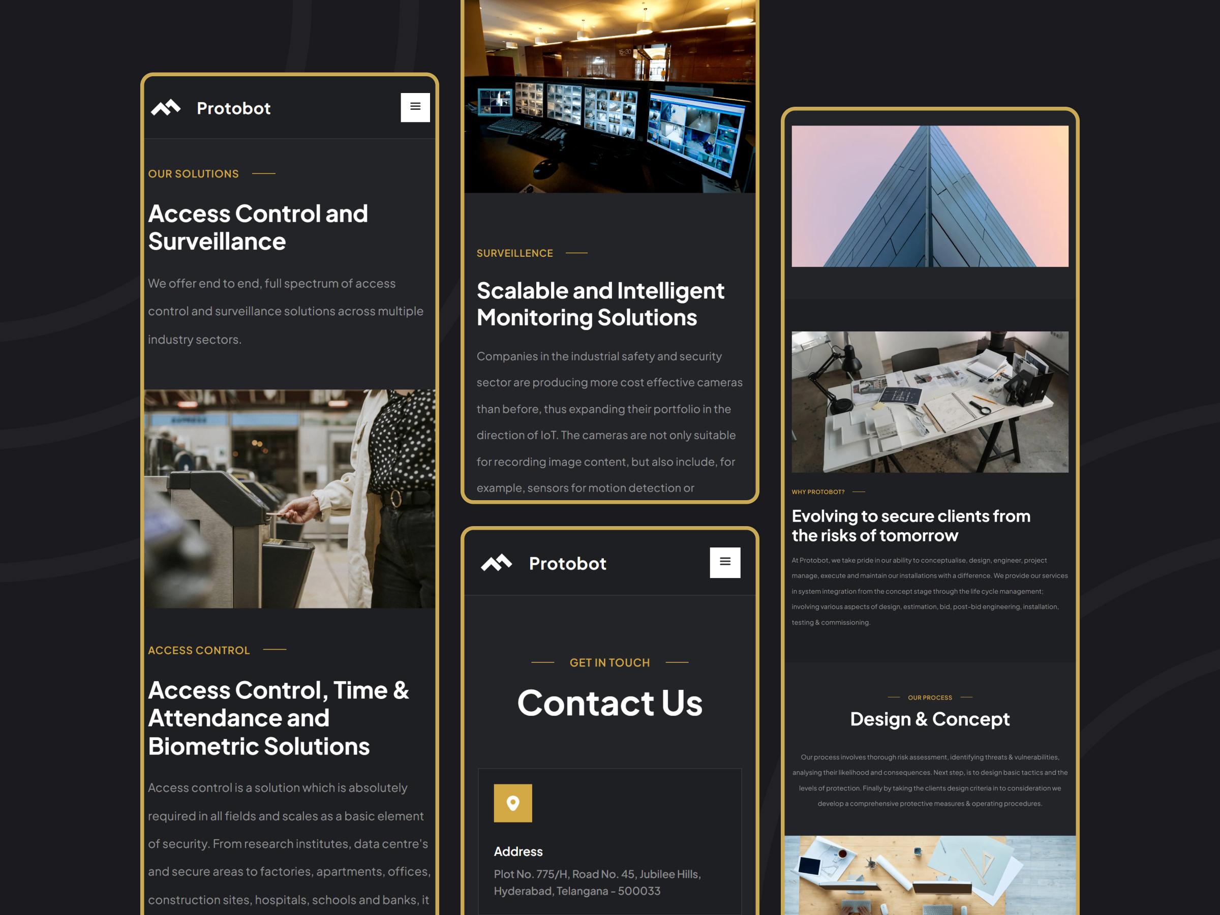 Protobot CCTV and alarm system services pages | Craftnotion