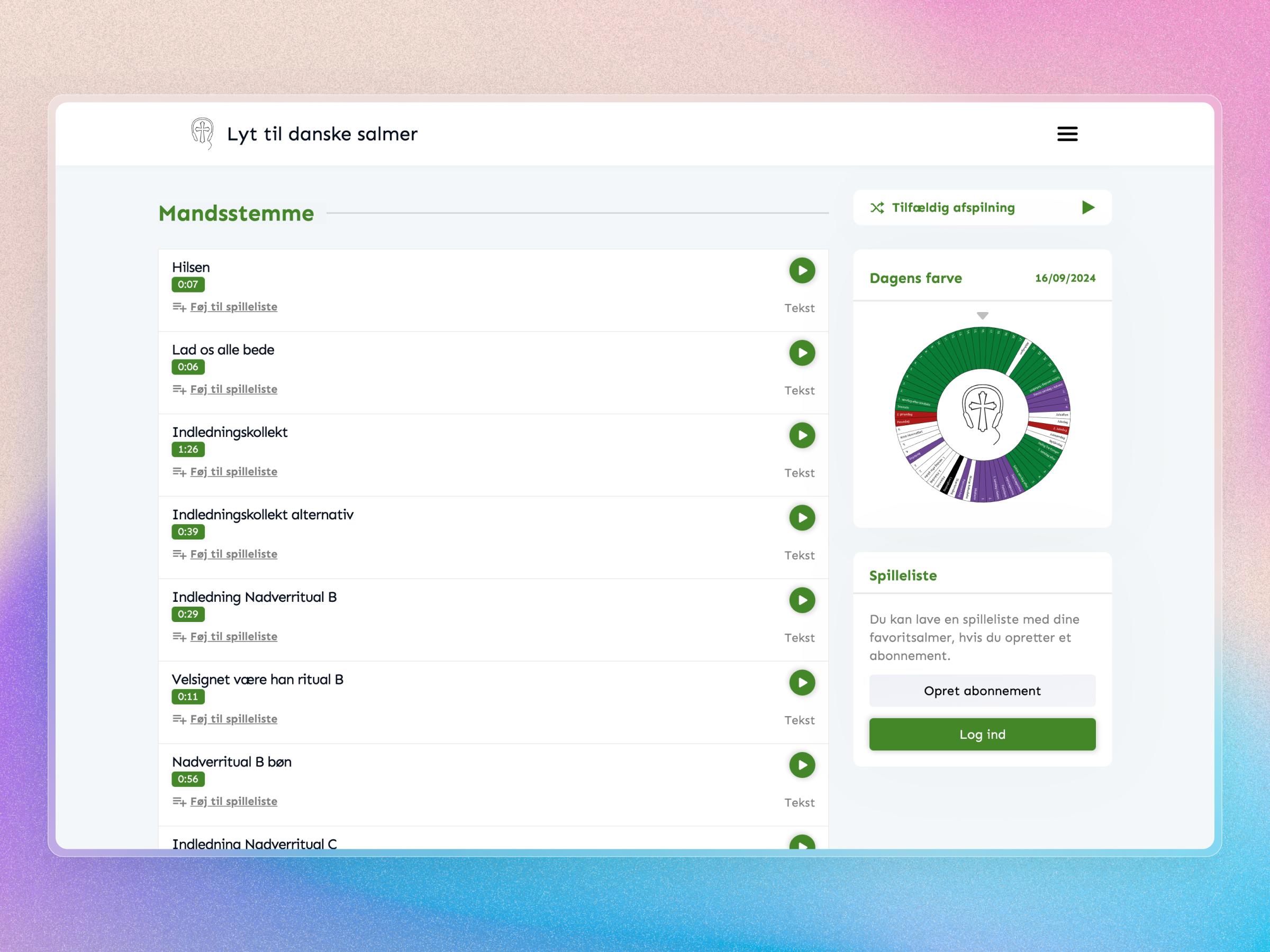 Lyt til Danske Salmer Website | Craftnotion