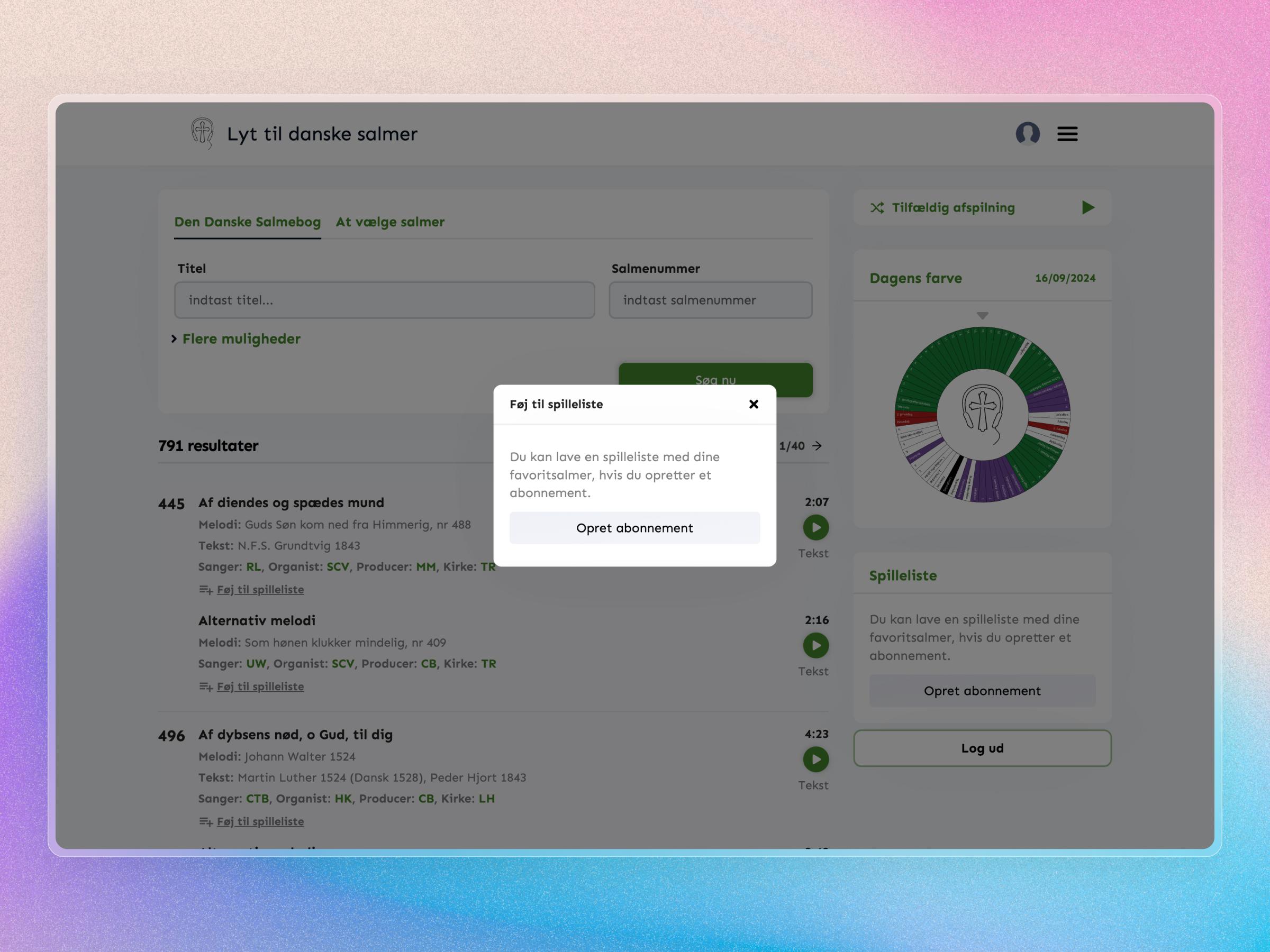 Lyt til Danske Salmer Website | Craftnotion