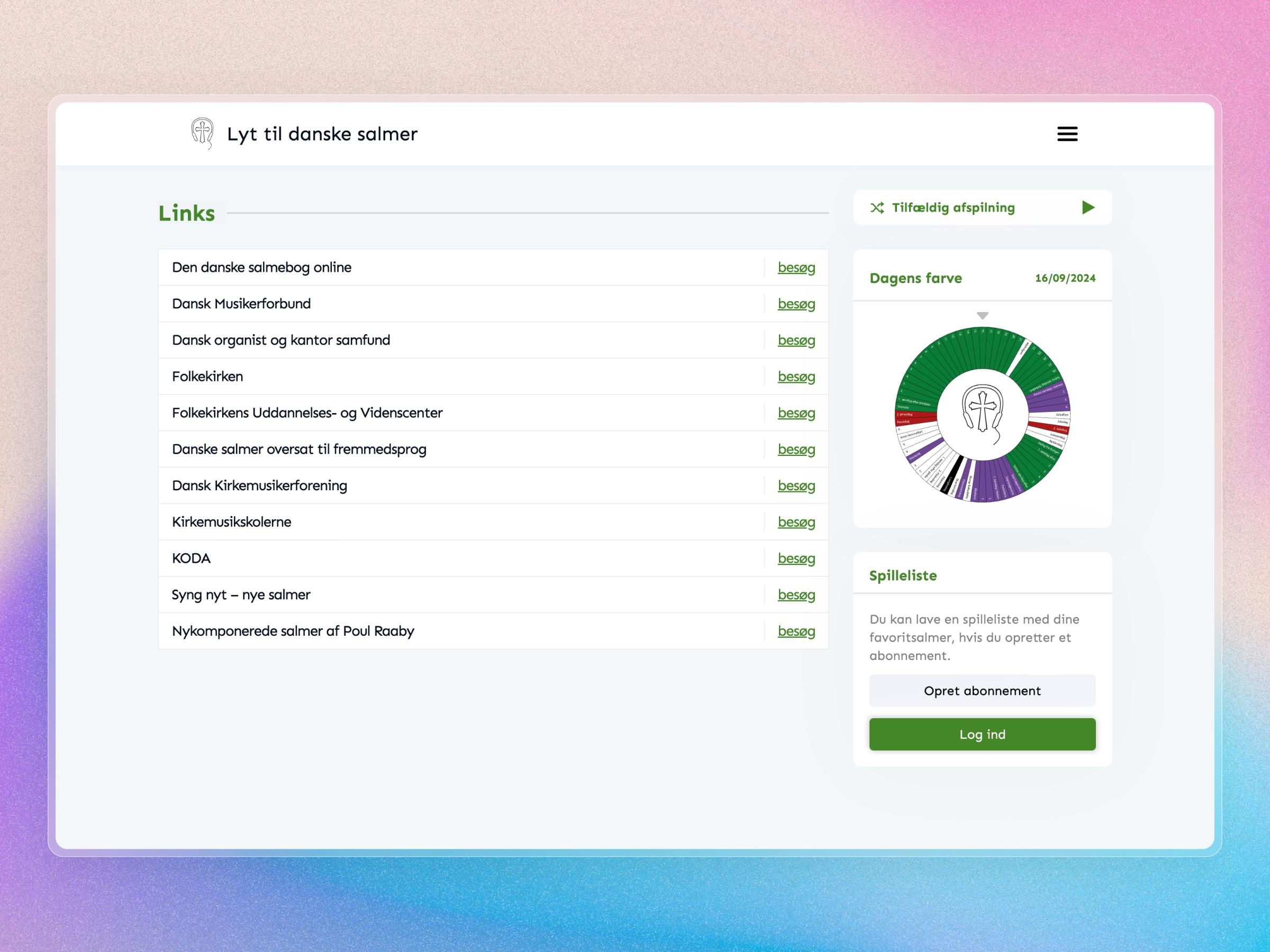 Lyt til Danske Salmer Website | Craftnotion