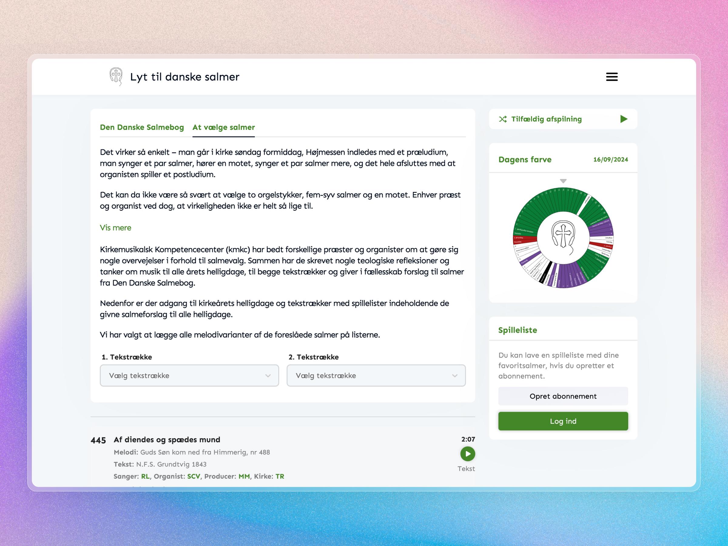 Lyt til Danske Salmer Website | Craftnotion