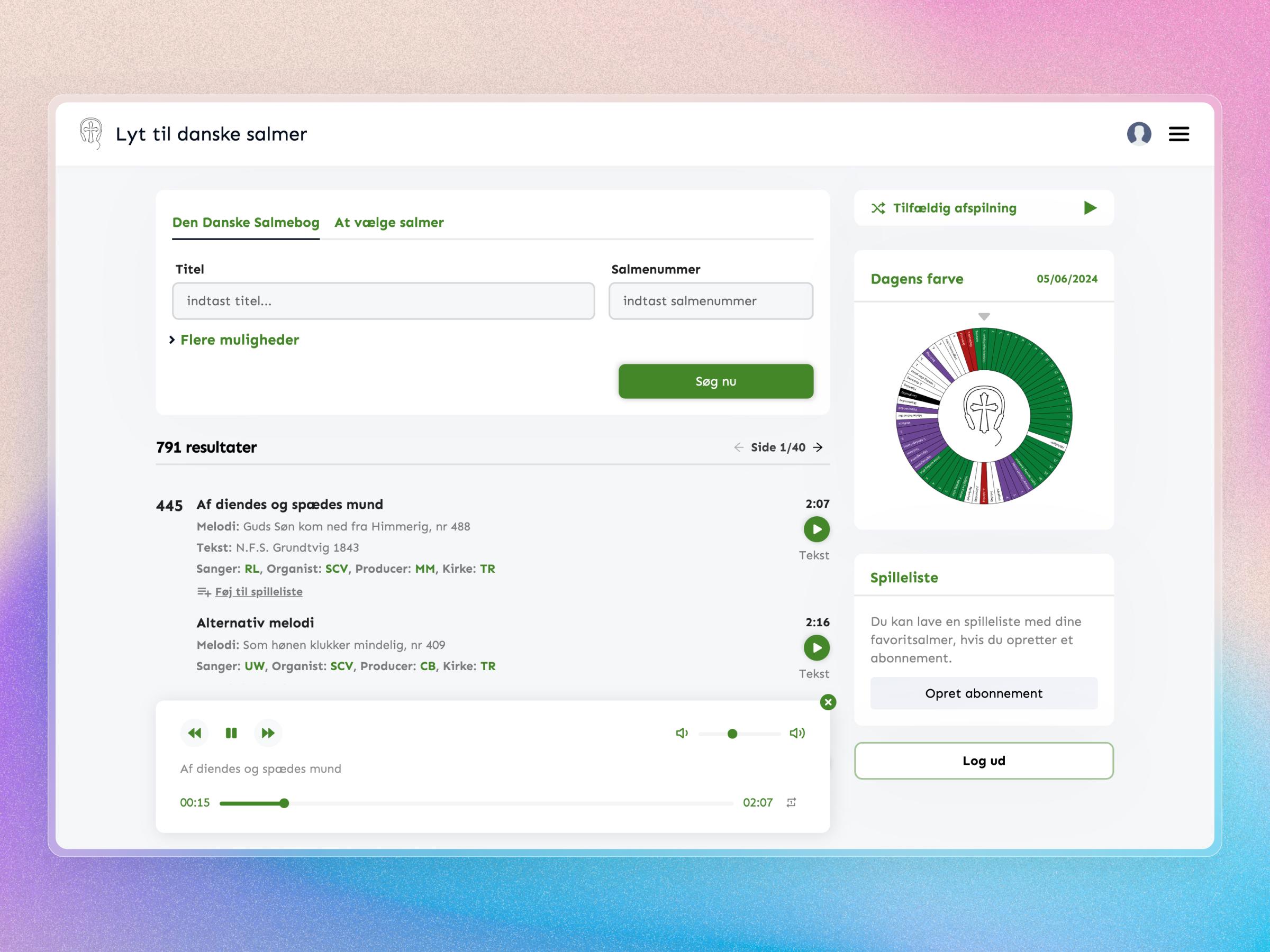 Lyt til Danske Salmer Website | Craftnotion