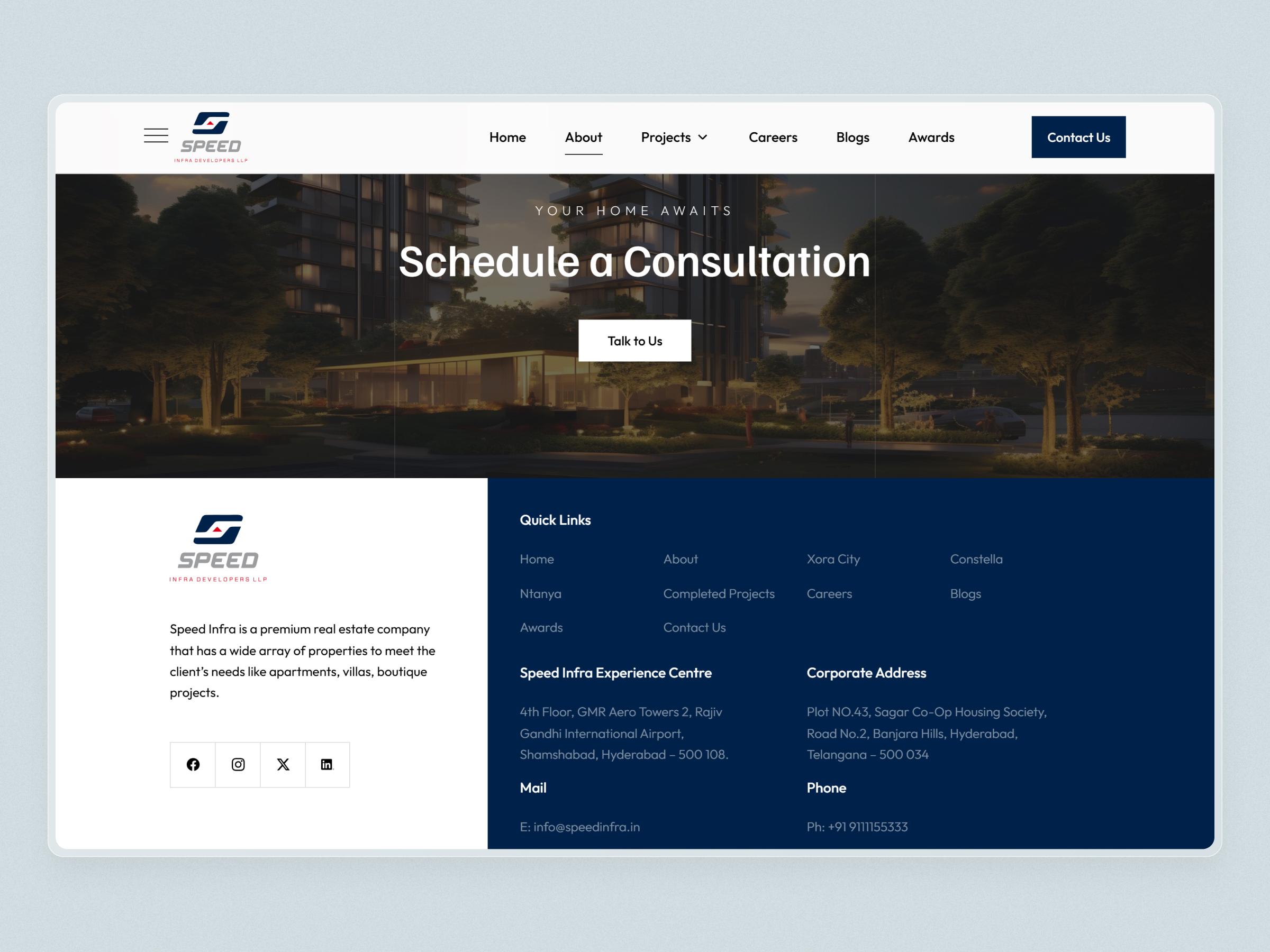 Speed Infra Real Estate Website | Craftnotion