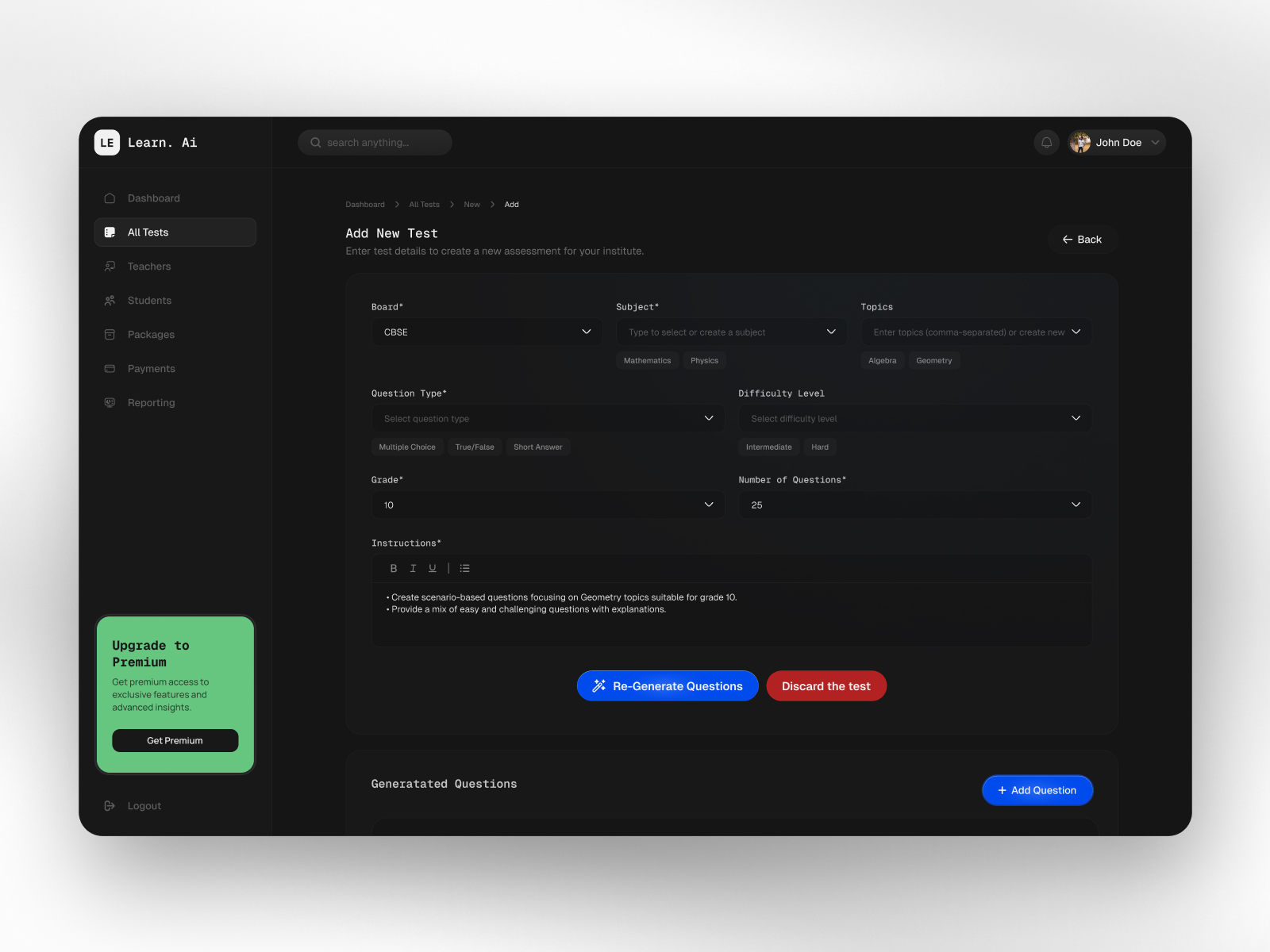 Learn AI Dashboard screenshot 8