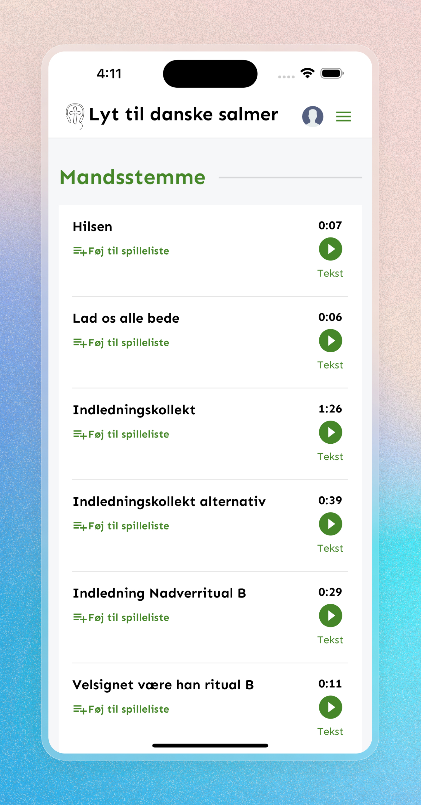 Lyt til Danske Salmer - Mobile Apps screenshot 10
