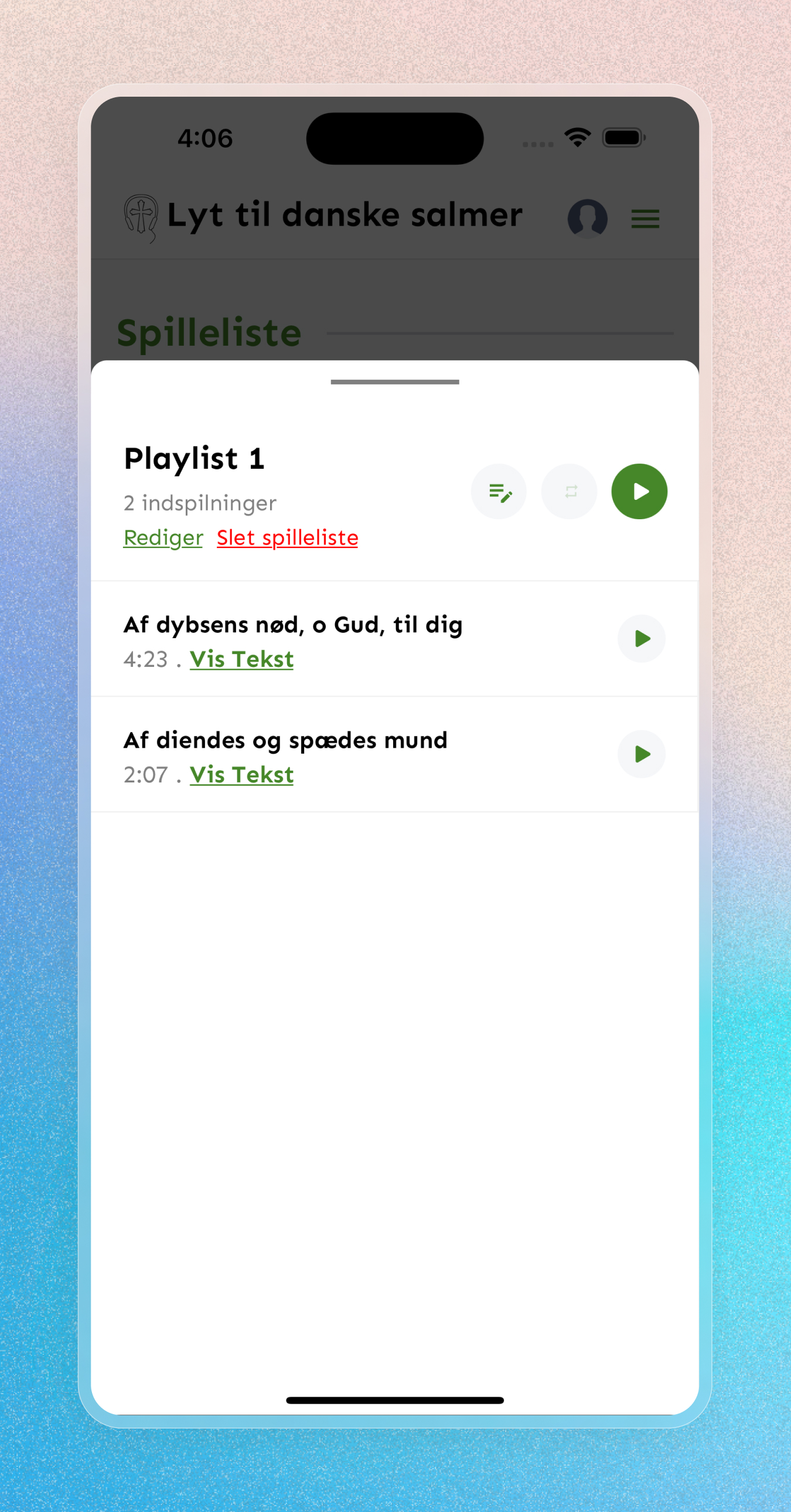 Lyt til Danske Salmer - Mobile Apps screenshot 8