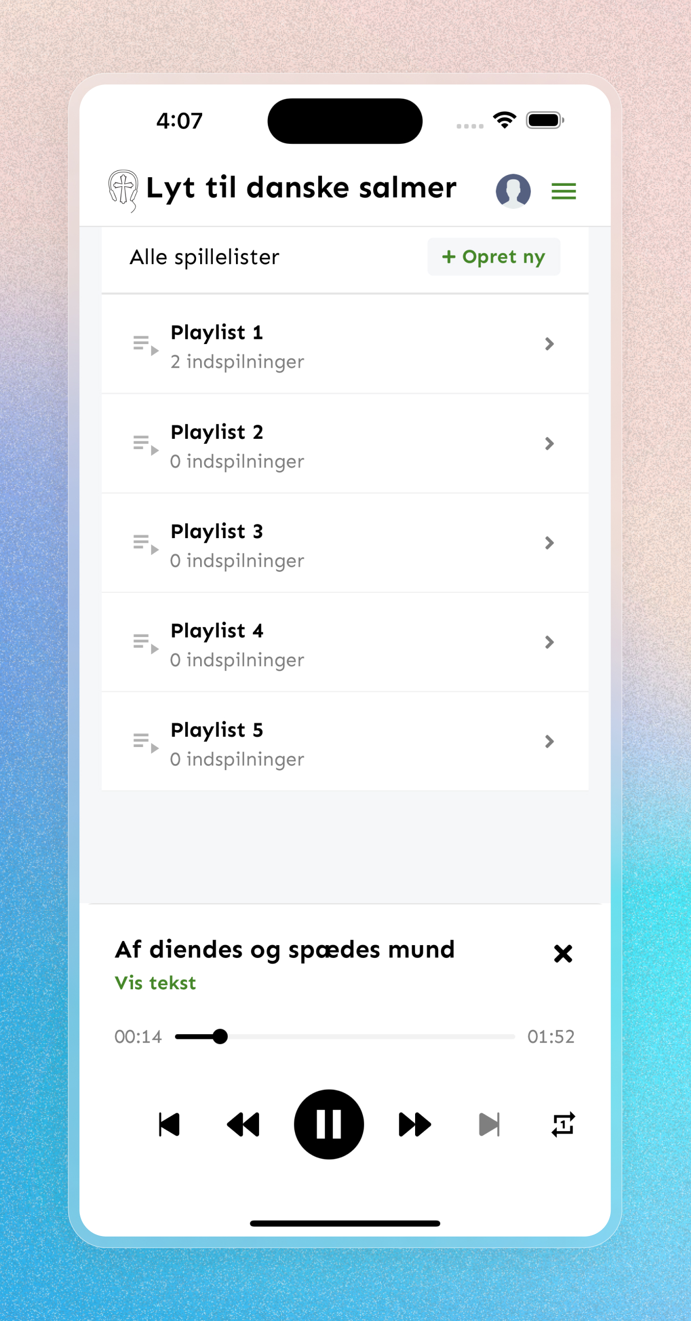 Lyt til Danske Salmer - Mobile Apps screenshot 9